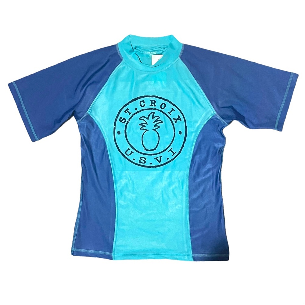 Blue Angel Boy’s USVI St. Croix Color Block Rash Guard Swim Shirt